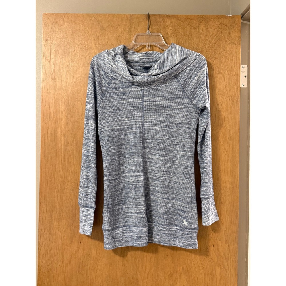 Eddie Bauer Womens Blue‎ Space Dye Cowl Neck Pullover Long Sleeve Top Small